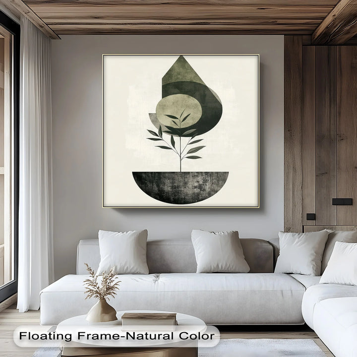 Minimalist Growth – Geometric Plant-Inspired Canvas Print - MyPhotoStation