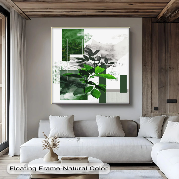 Geometric Botanical Contrast – Modern Leaf Collage Canvas Print - MyPhotoStation