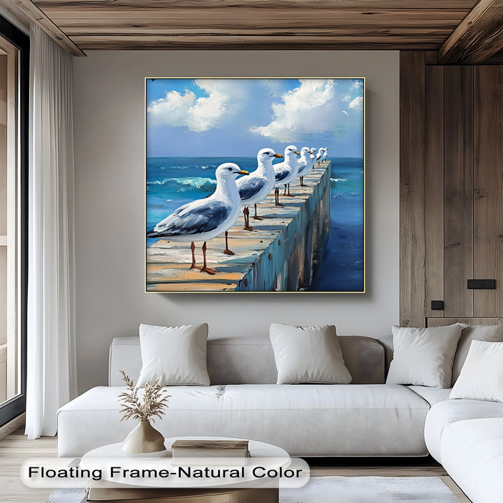 Symmetry and sea breeze meet in this crisp, modern canvas painting.

