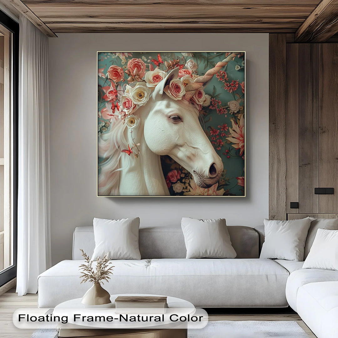 Romantic Fantasy Portrait with Roses and Butterflies - Animal Canvas Print - MyPhotoStation