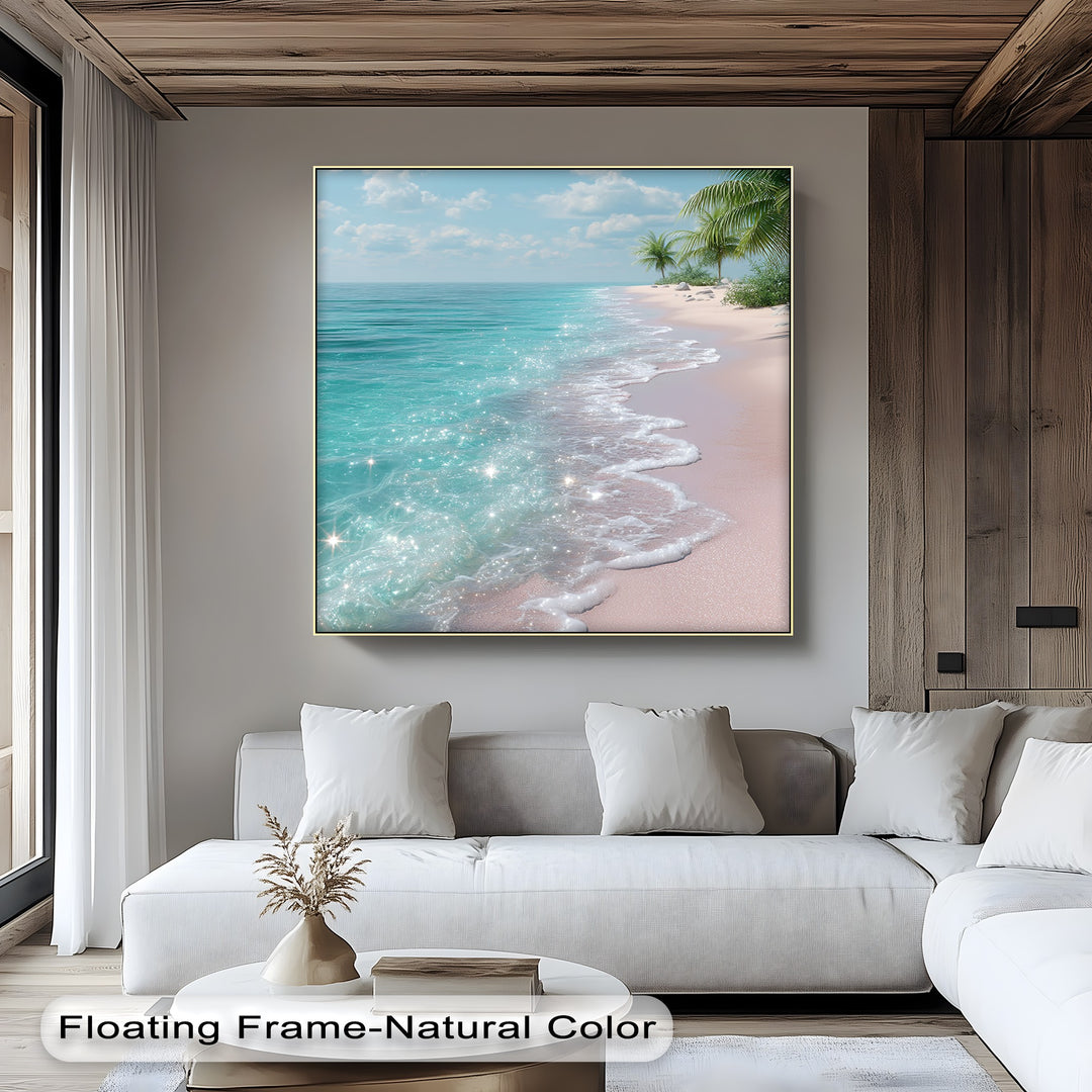 Tropical Bliss – Sparkling Pink Beach Canvas Print