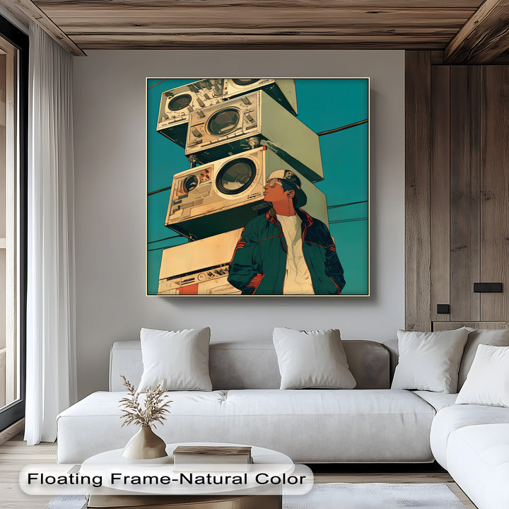 Stacked Boom Boxes with Streetwear Vibes- Retro Canvas Print