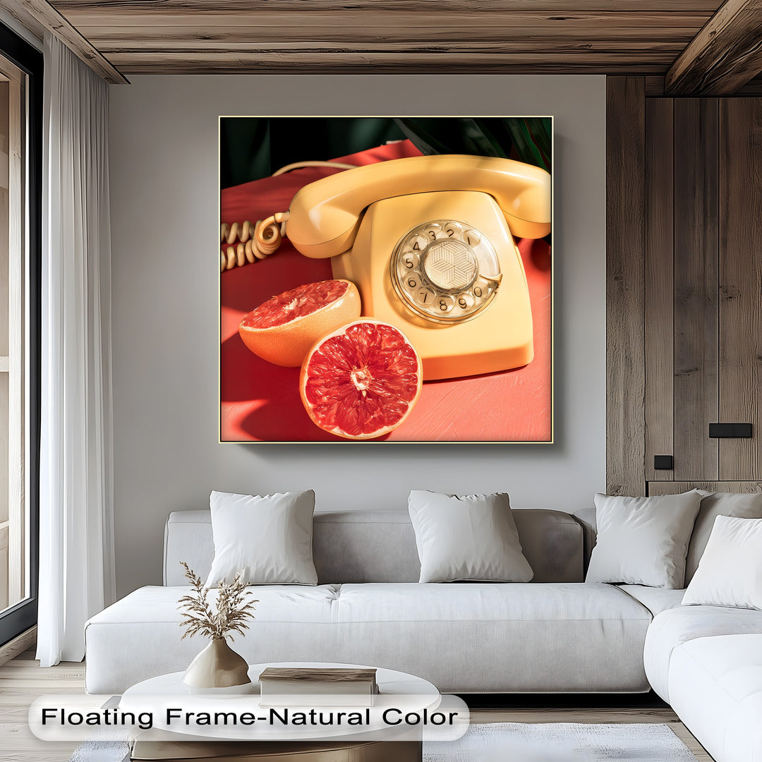 Tropic Call – Retro Telephone & Grapefruit Pop Art Canvas Print