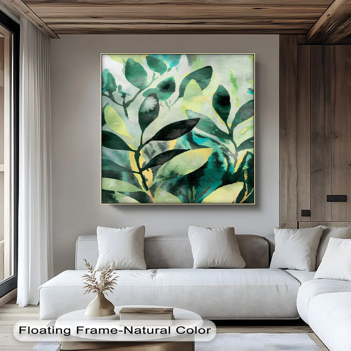 Verdant Harmony – Watercolor Leaf Pattern Canvas Print - MyPhotoStation