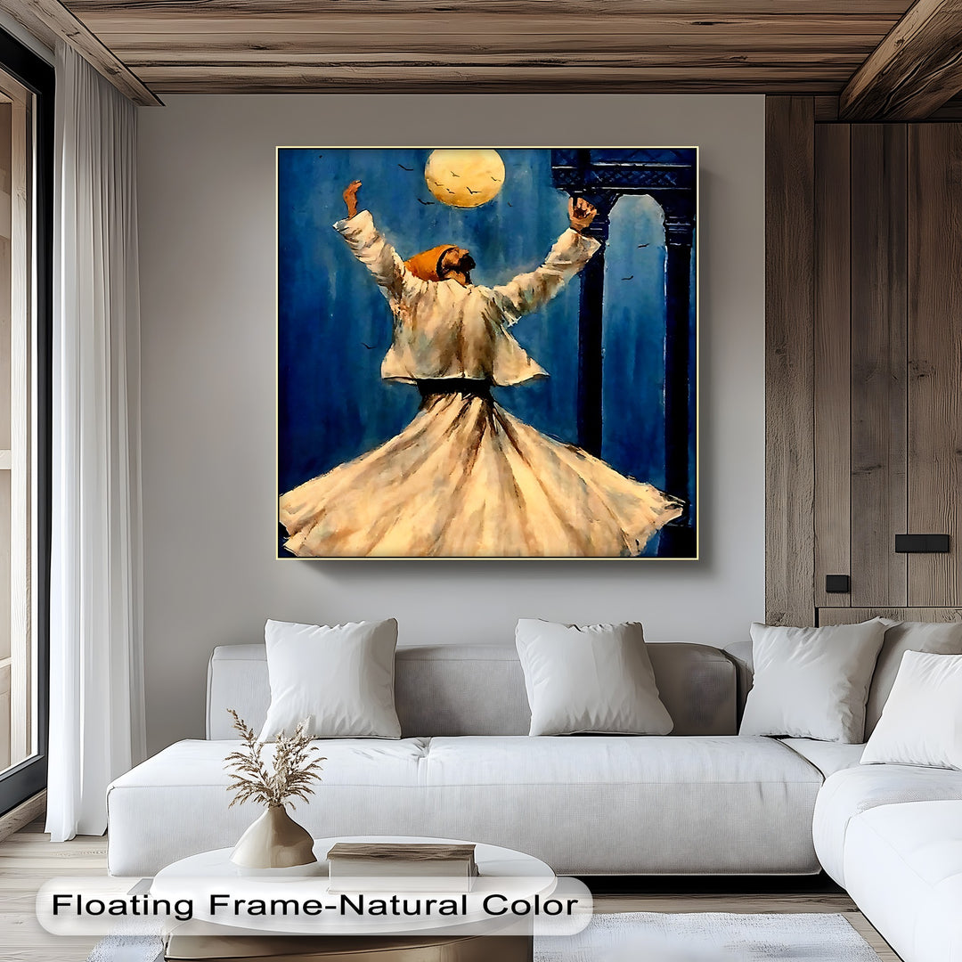 Moonlit Dance – Whirling Dervish Islamic Canvas Wall Art | Large Canvas