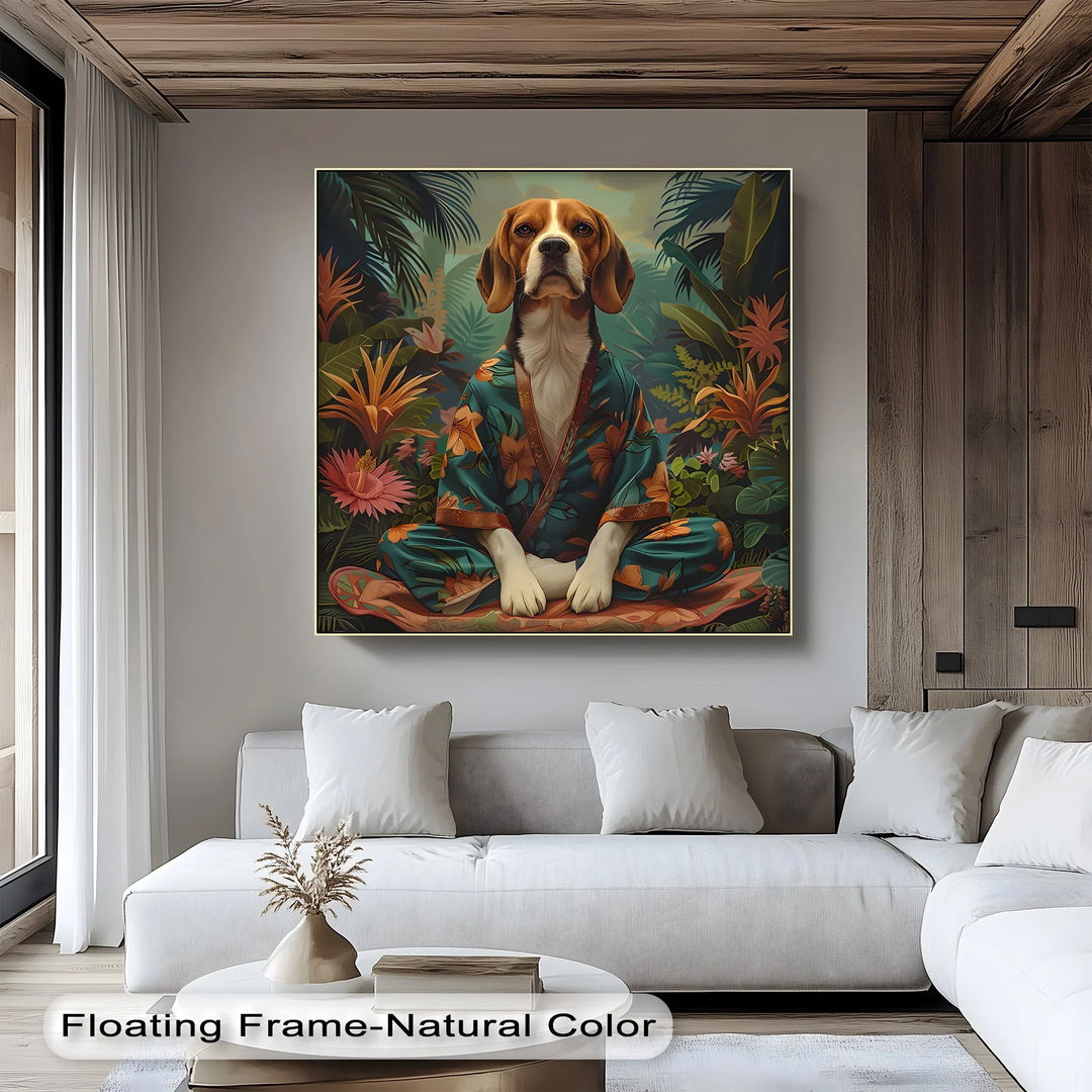 Jungle Zen Beagle – Tropical Meditation Dog Portrait Puppies Canvas Print - MyPhotoStation
