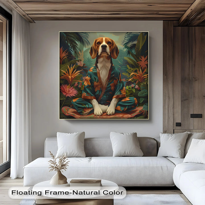 Jungle Zen Beagle – Tropical Meditation Dog Portrait Puppies Canvas Print - MyPhotoStation