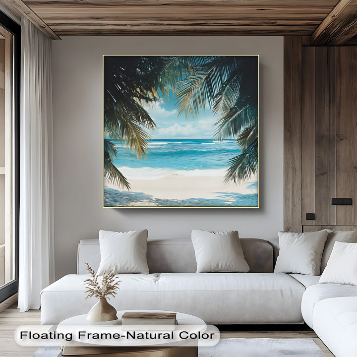 A tropical hideaway captured in vibrant tones—ideal for canvas painting style decor.

