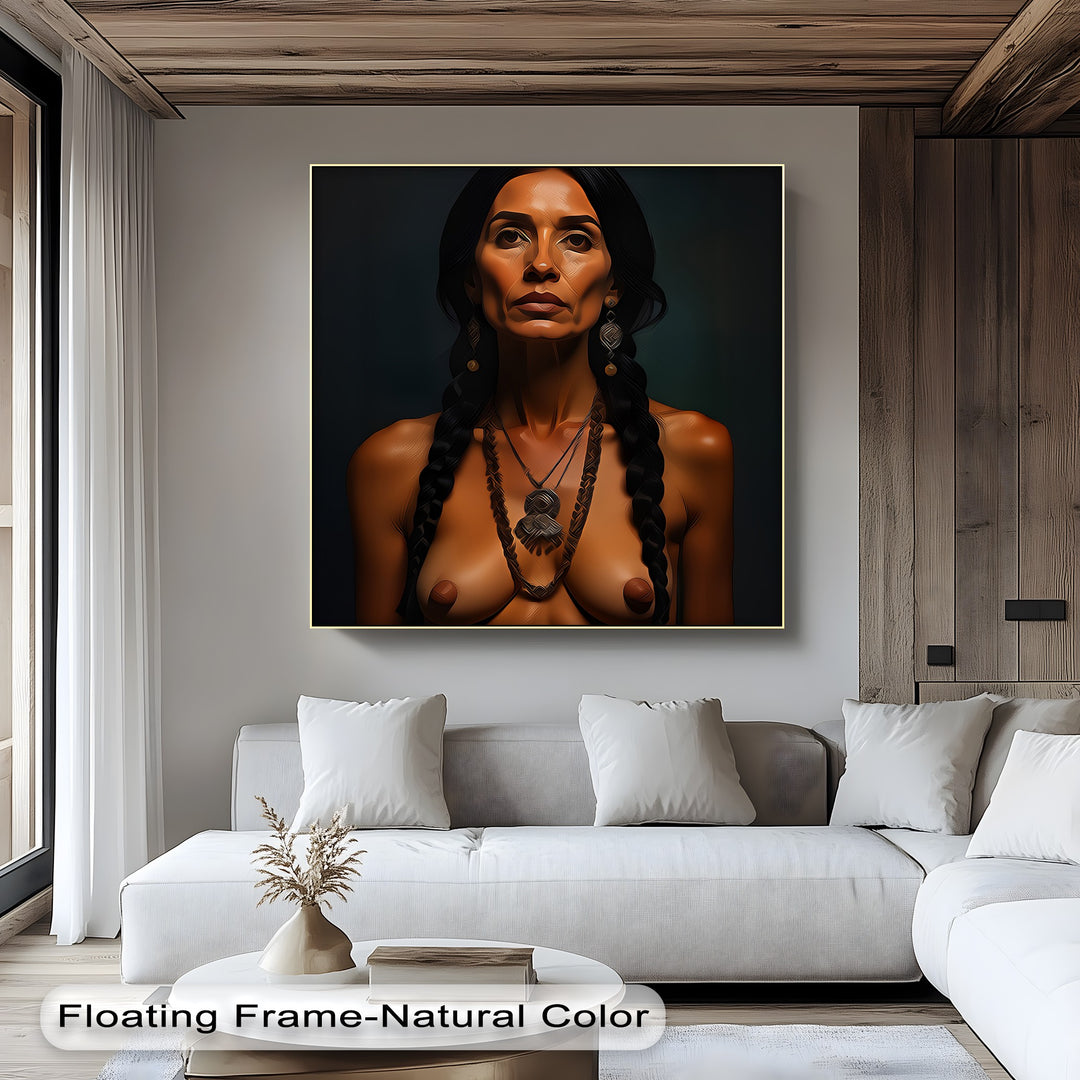 Warrior Grace – Tribal-Inspired Nude Canvas Wall Art | Large Canvas