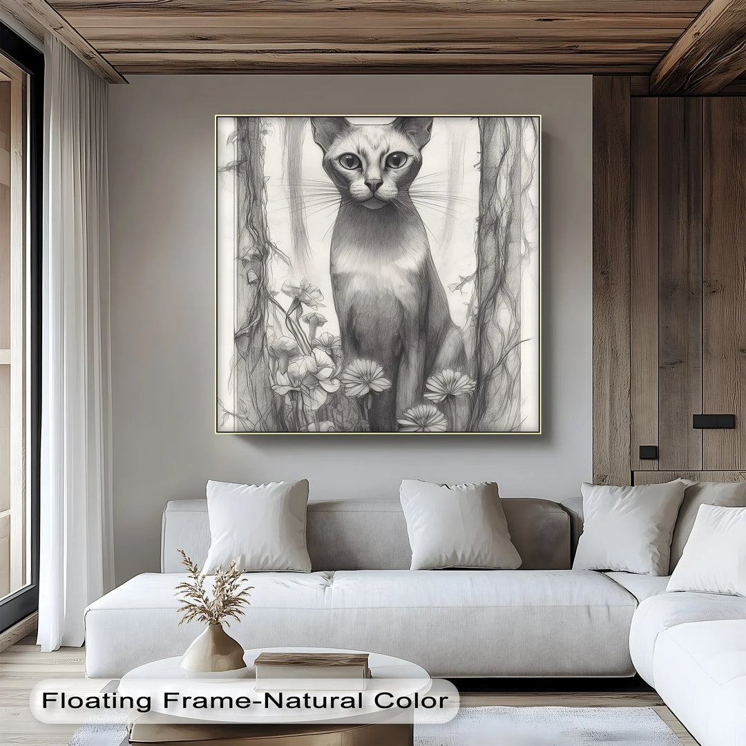 Mystic Forest Watcher – Elegant Cat in Enchanted Woodland Cat Canvas Print - MyPhotoStation