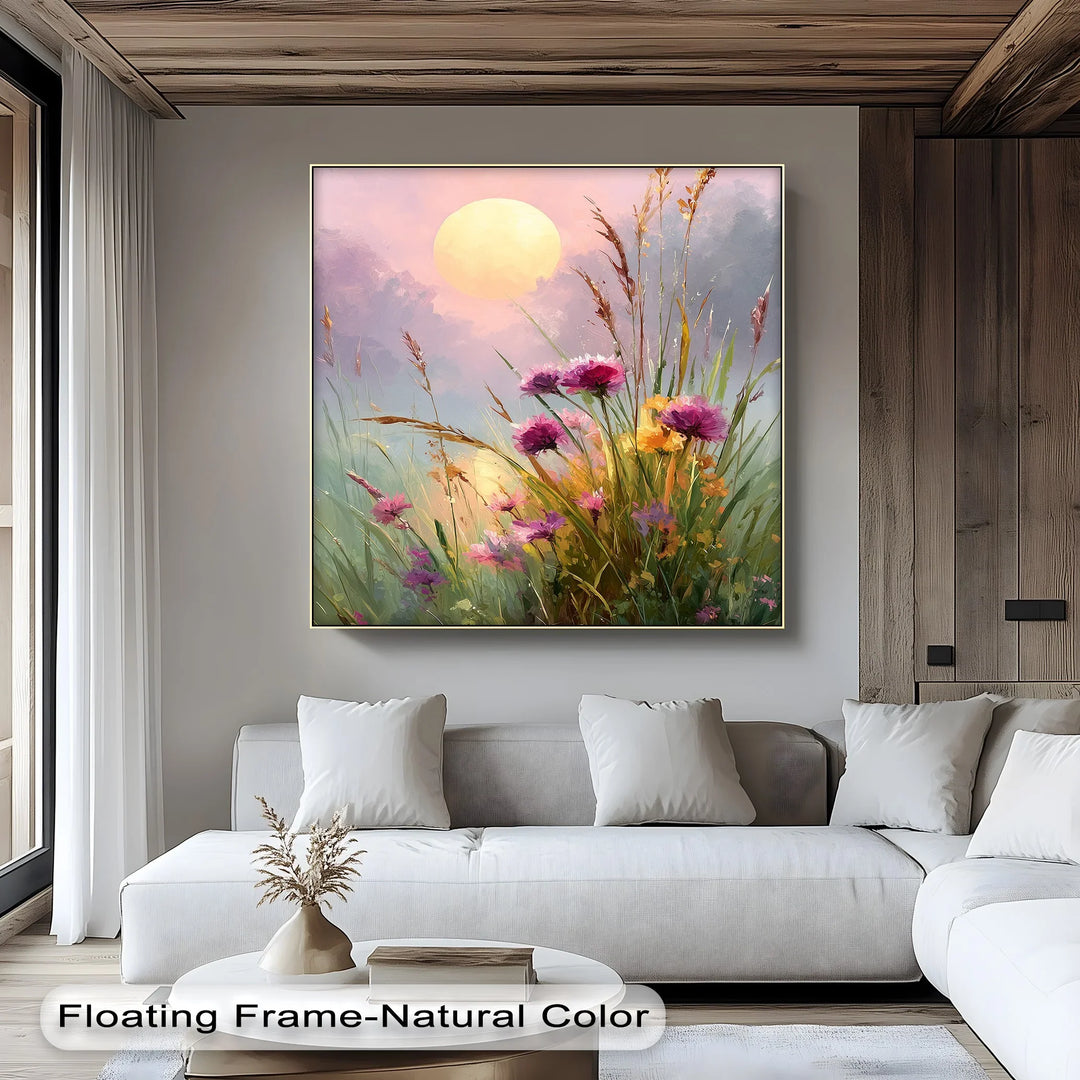 Wildflower Meadow at Dusk – Sunset Landscape Canvas Print - MyPhotoStation