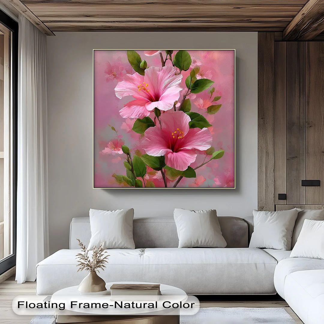 Pink Hibiscus Elegance – Romantic Tropical Floral Canvas Print - MyPhotoStation