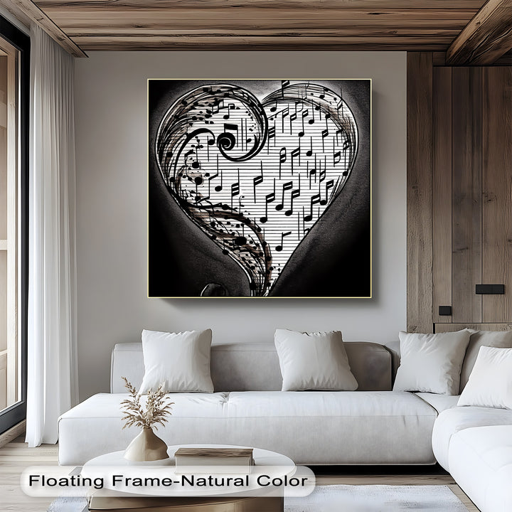 A one-of-a-kind custom canvas print combining artistic passion and musical harmony in a heart of notes.

