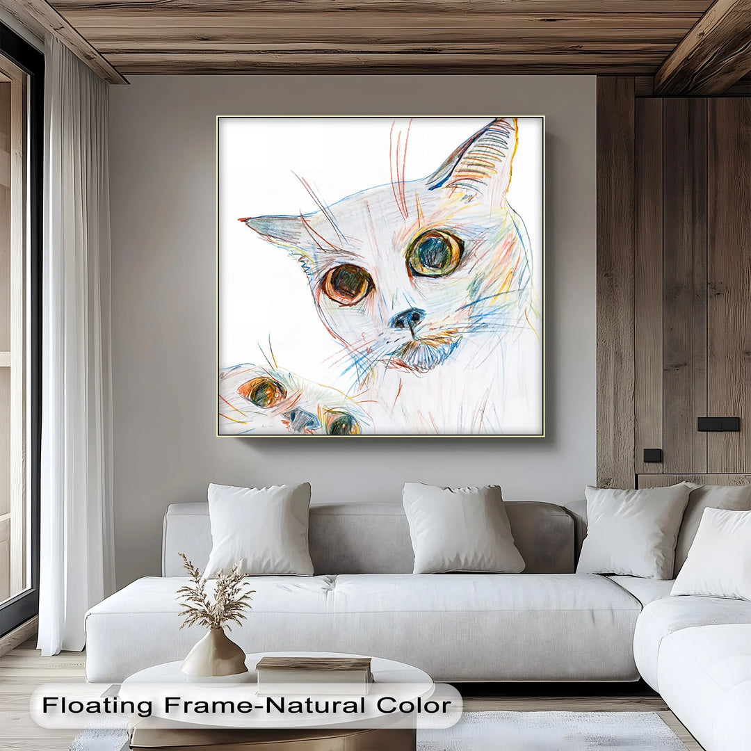 Color Stare – Abstract Cat Faces in Pastel Lines Cat Canvas Print - MyPhotoStation