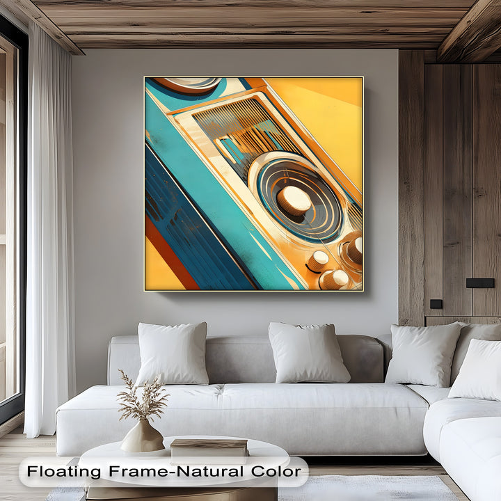 Golden Frequency – Retro Stereo Abstract Canvas Print