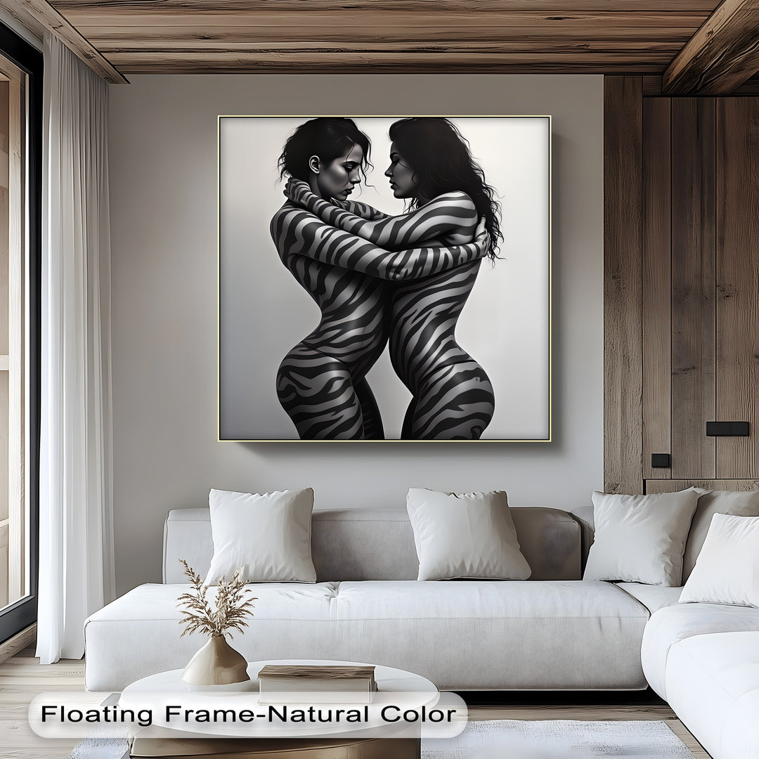Sensual Embrace – Erotic Zebra Pattern Canvas Print