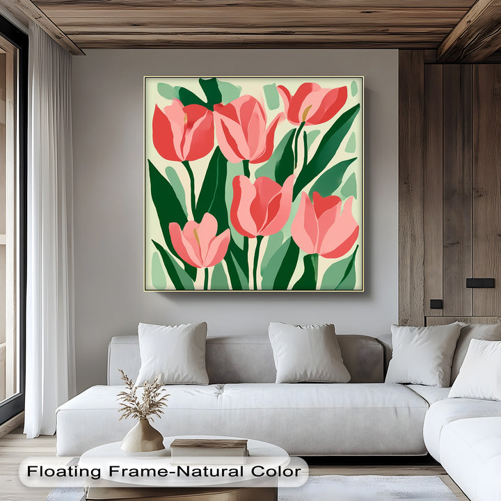 Coral Tulip Delight – Abstract Pink Tulip Canvas Print