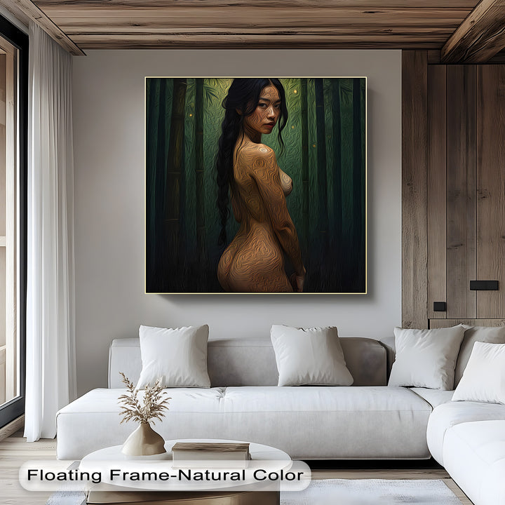 luxury erotic wall art with feminine elegance and nature tones
