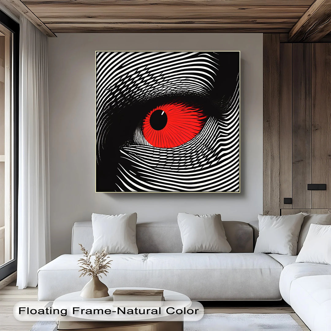 Red Eye in Optical Lines – Black & White Canvas Print - MyPhotoStation