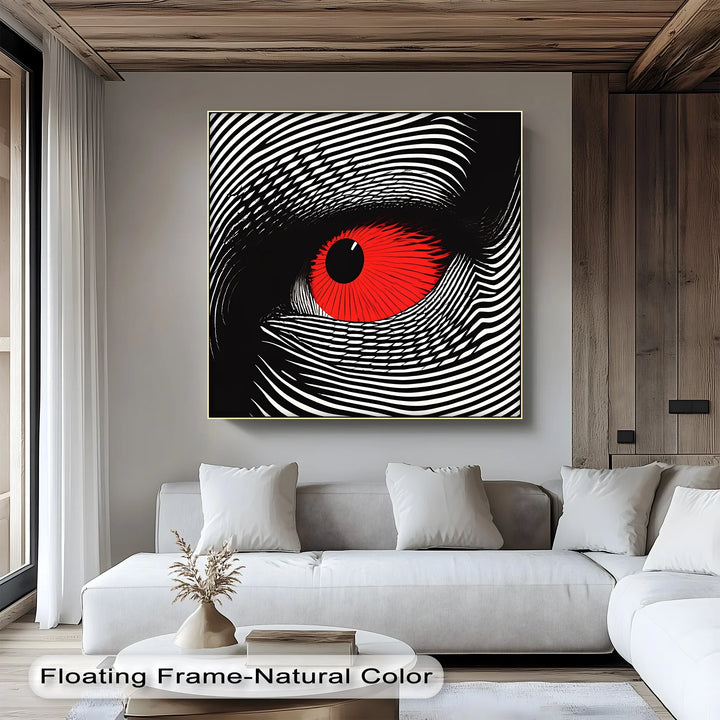 Red Eye in Optical Lines – Black & White Canvas Print - MyPhotoStation
