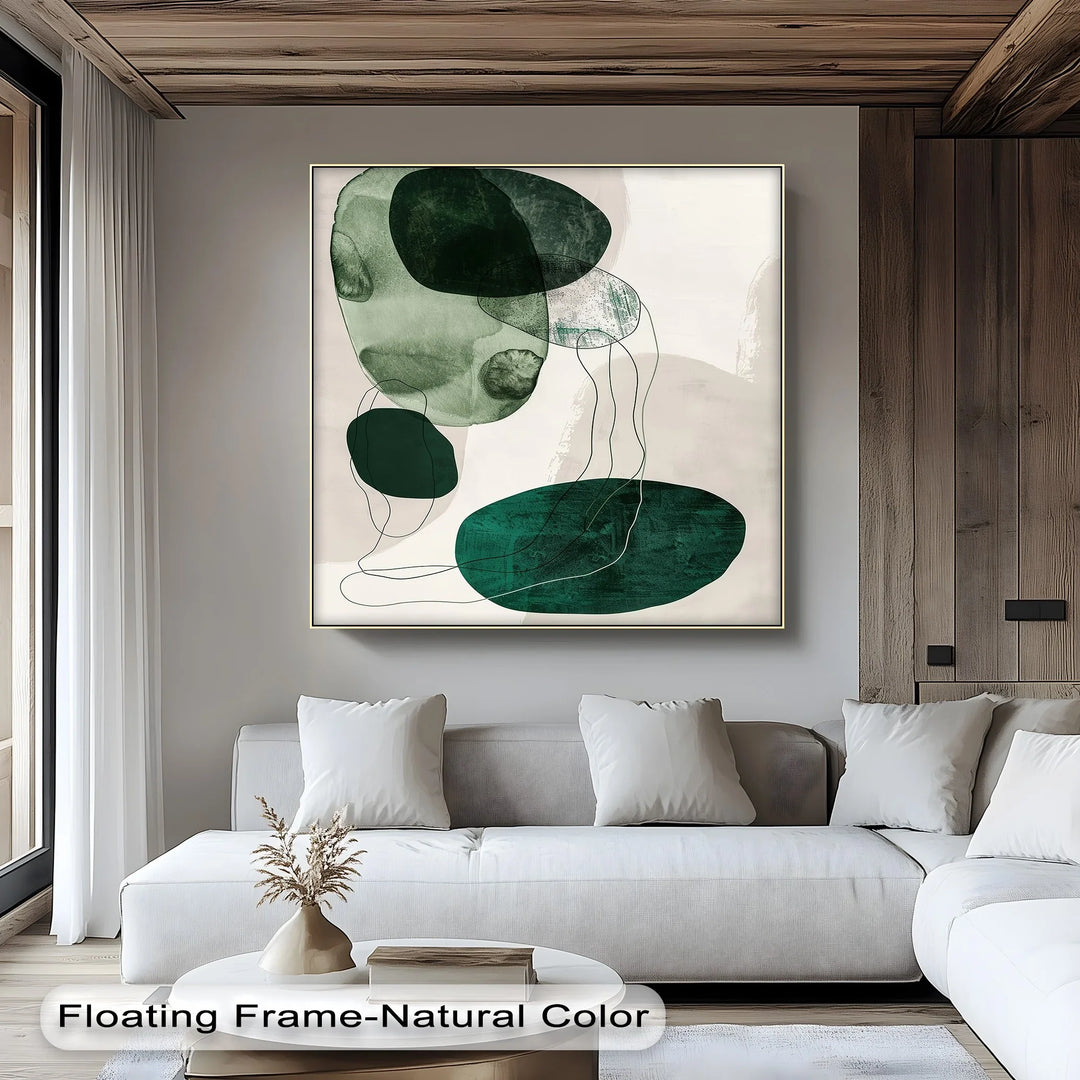 Floating Emerald Forms – Contemporary Abstract Canvas Print - MyPhotoStation