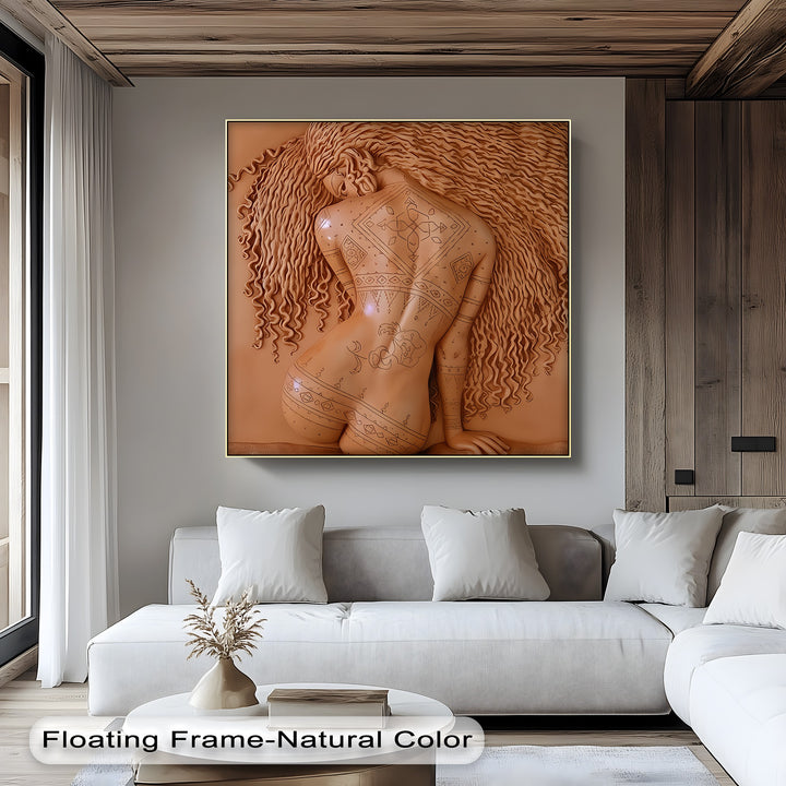 sensual framed canvas wall art tribal-inspired erotic artwork