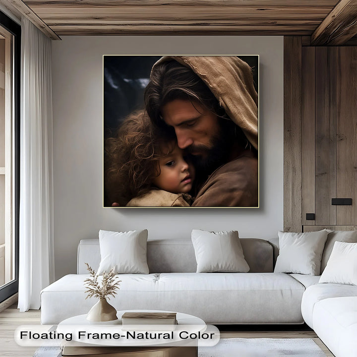 Divine Embrace – Jesus Holding a Child Canvas Print - MyPhotoStation