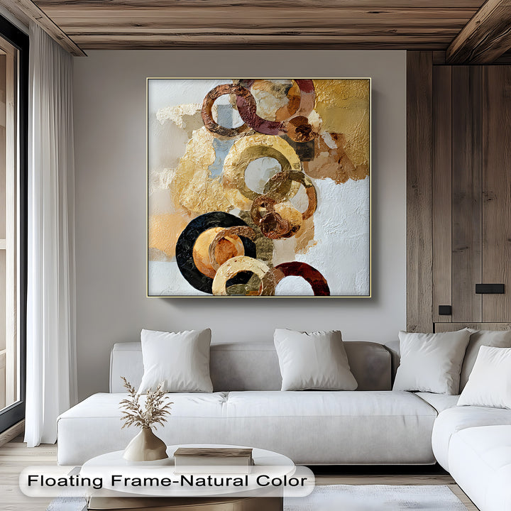 Gilded Motion – Textured Gold Rings Abstract Canvas Print
