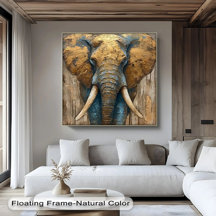 Majestic Elephant Head with Golden Texture – Wildlife Canvas Print - MyPhotoStation
