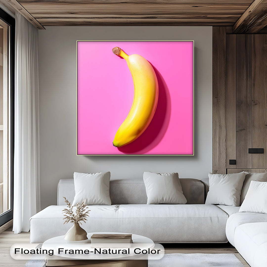 Pop Banana – Bold Yellow Fruit on Pink Canvas Print