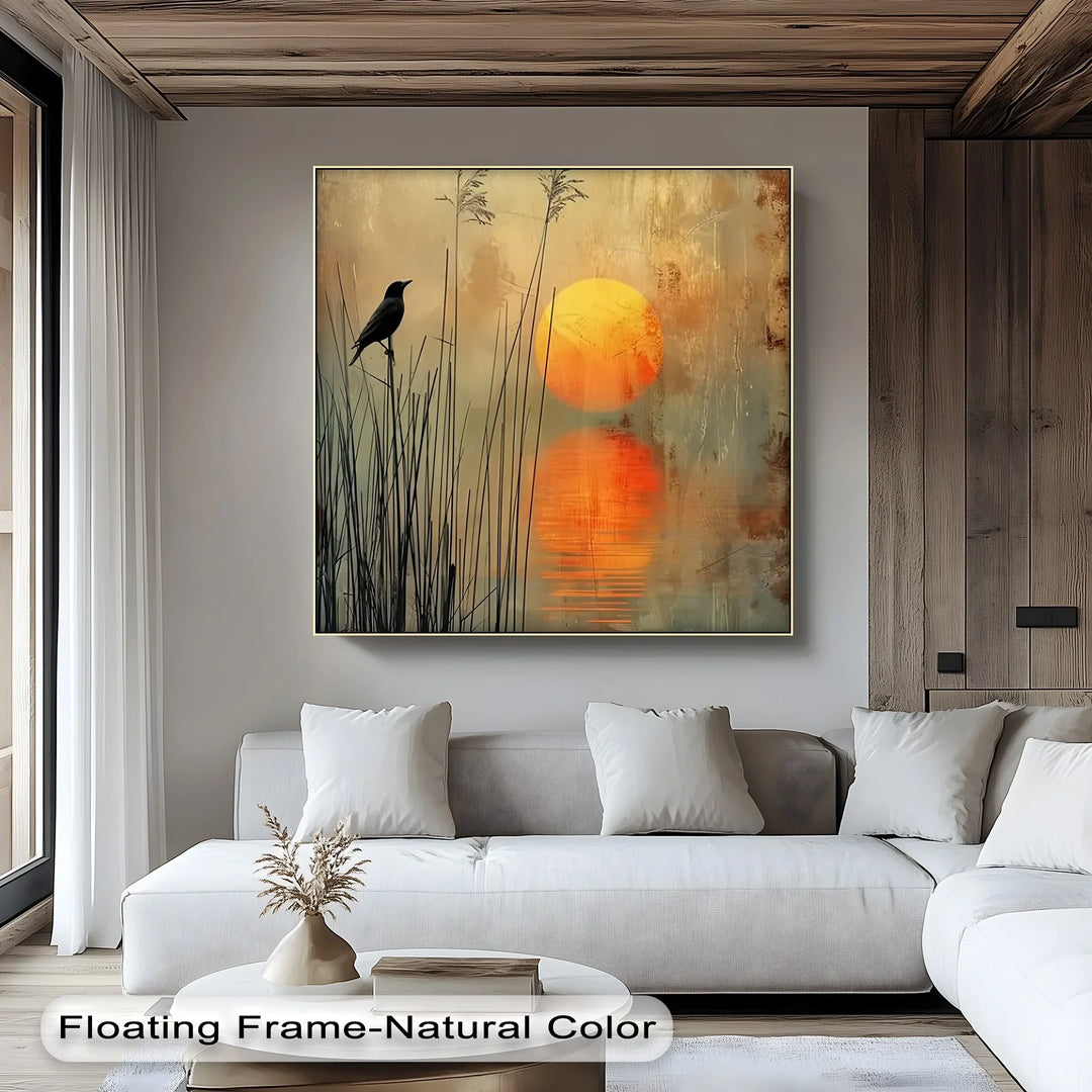 Whispers at Dusk – Silhouetted Bird and Sunset Canvas Print - MyPhotoStation