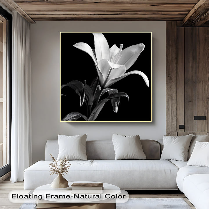Silent Bloom – Black and White Lily Canvas Prints