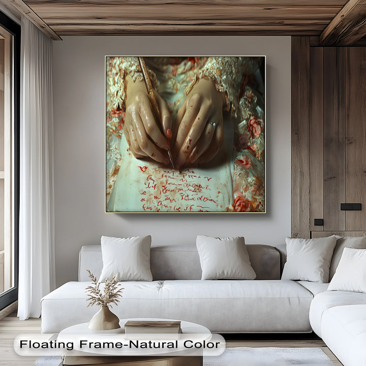 Crimson Petals & Ink – Persian Canvas Print