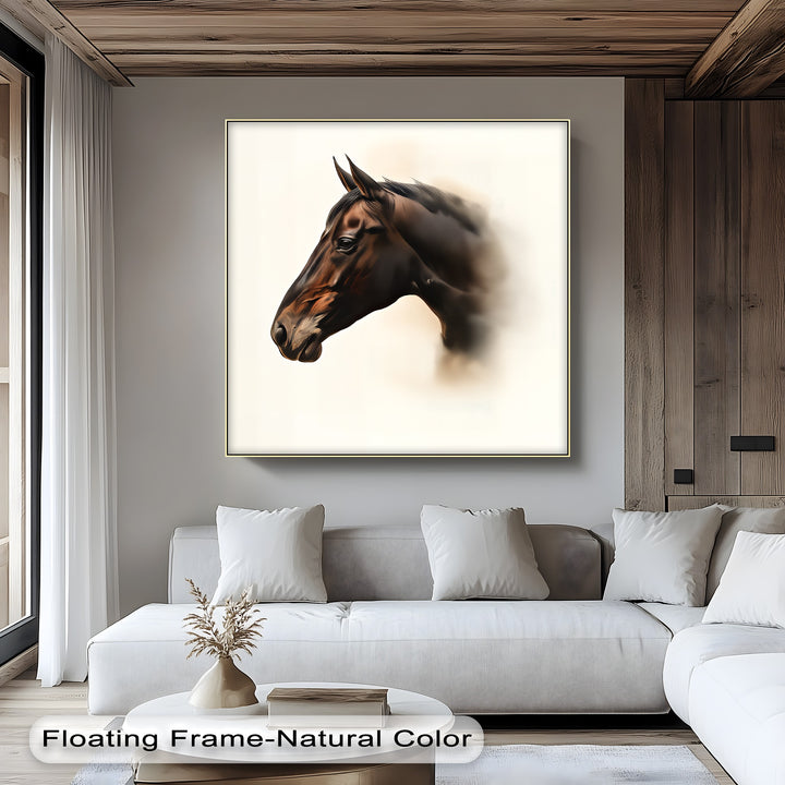 Silent Majesty – Realistic Brown Horse Portrait Canvas Print