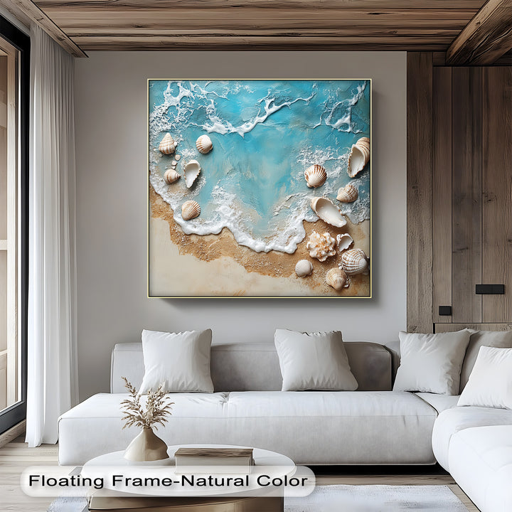This beach wave scene adds a soft, natural touch to any room as canvas painting.

