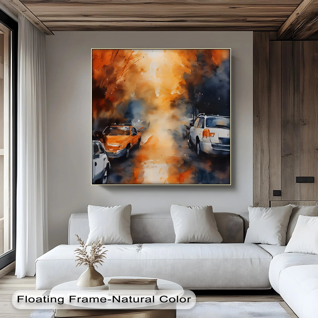Urban Haze – Abstract Autumn Traffic Canvas Print - MyPhotoStation