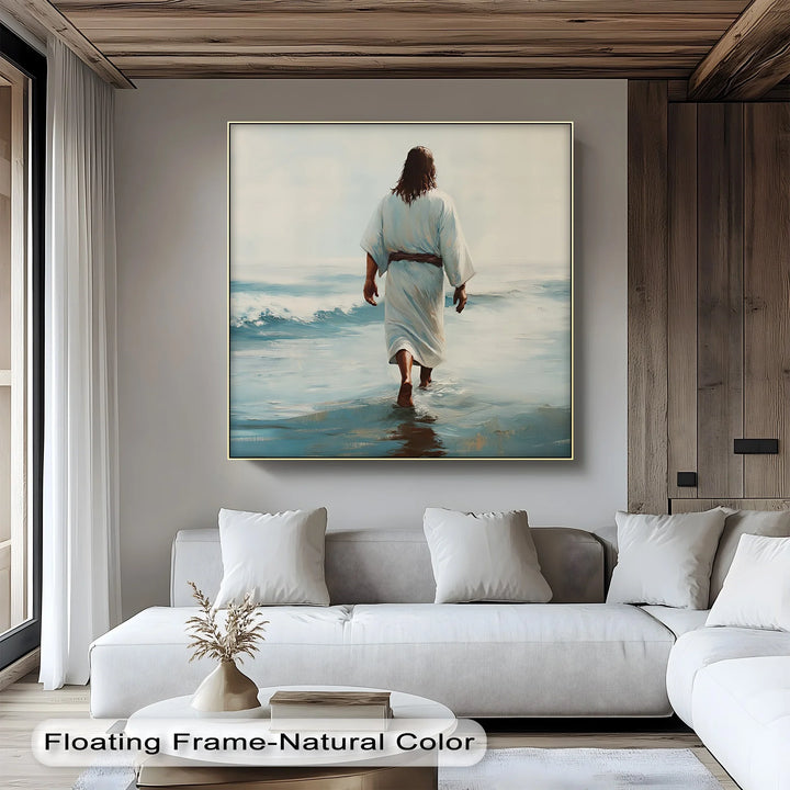 This elegant custom canvas print shows Christ walking ahead—perfect for spiritual motivation and home decor.

