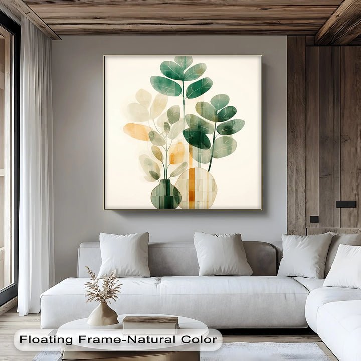 Modern Botanical Silhouettes in Glass Vases – Minimal Nature Canvas Print - MyPhotoStation
