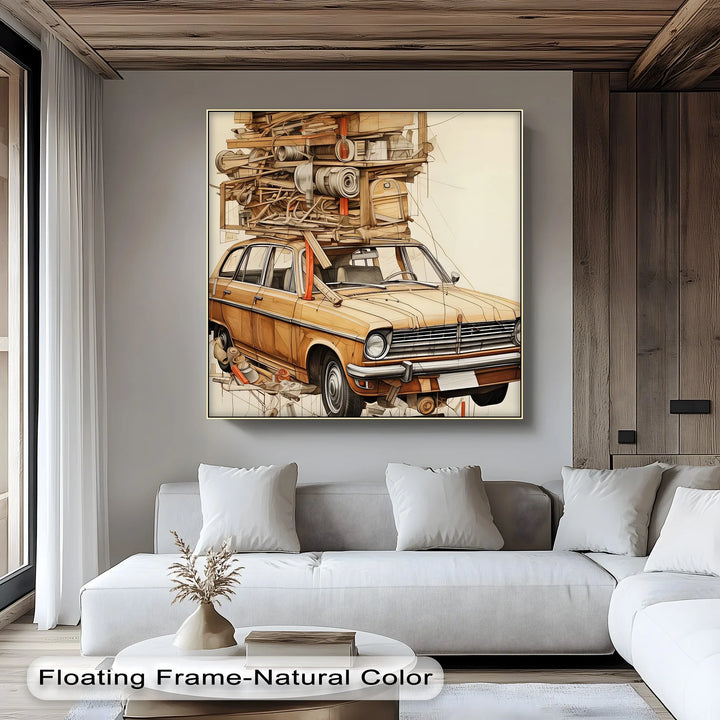 Overloaded Journey in Wood Texture – Car Canvas Print - MyPhotoStation