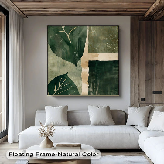 Verdant Patchwork – Earthy Botanical Abstract Canvas Print - MyPhotoStation