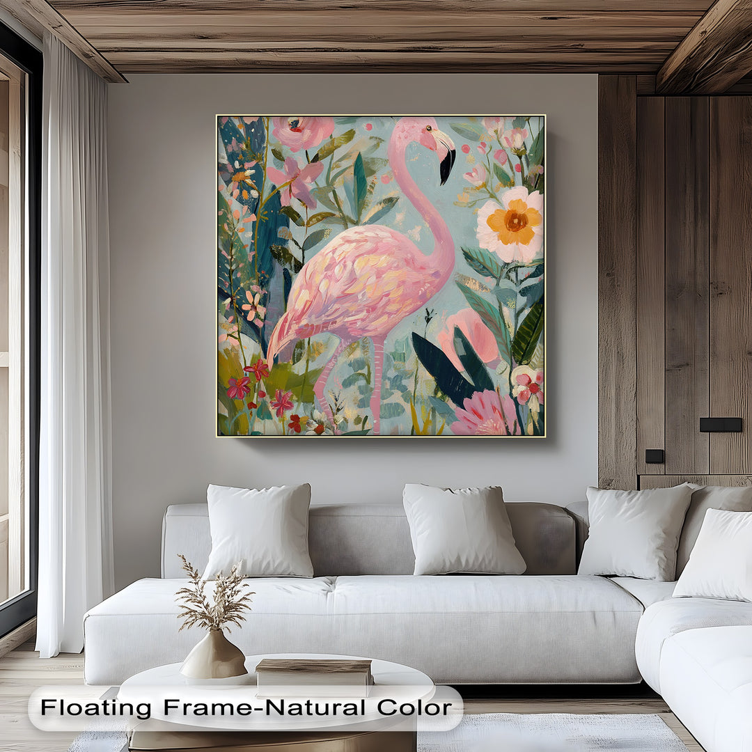 Flamingo in Bloom – Pastel Pink Flamingo Canvas Print