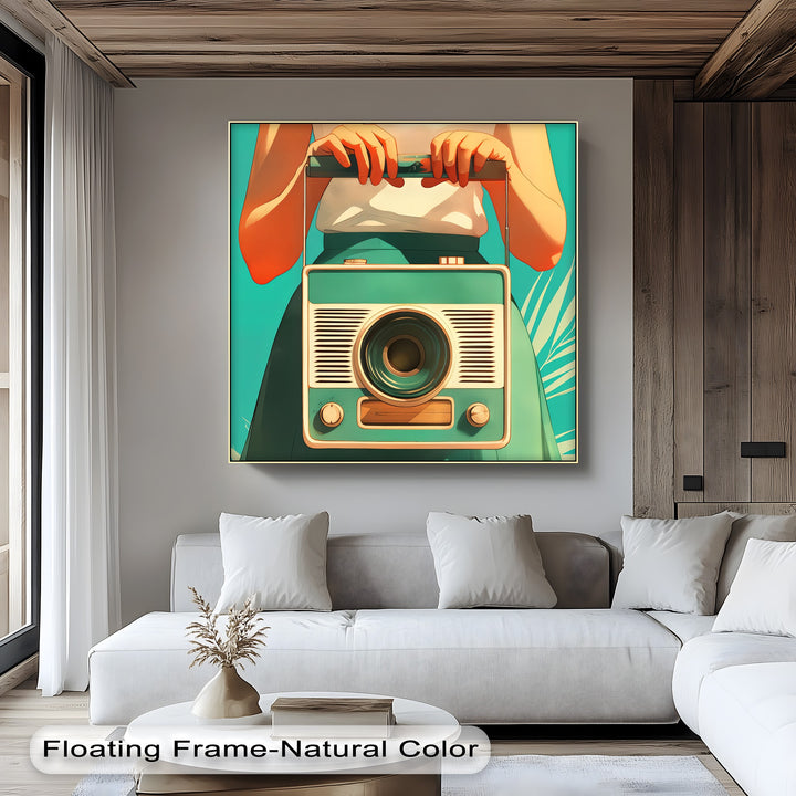 Tuned In – Retro Radio Girl Canvas Print