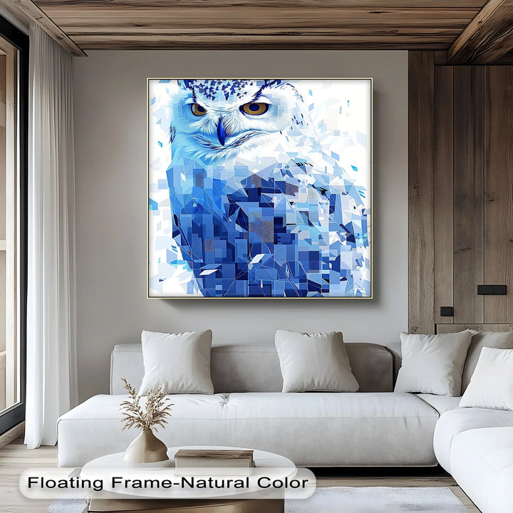 Geometric Snow Owl Portrait – Animal Blue Canvas Prints - MyPhotoStation