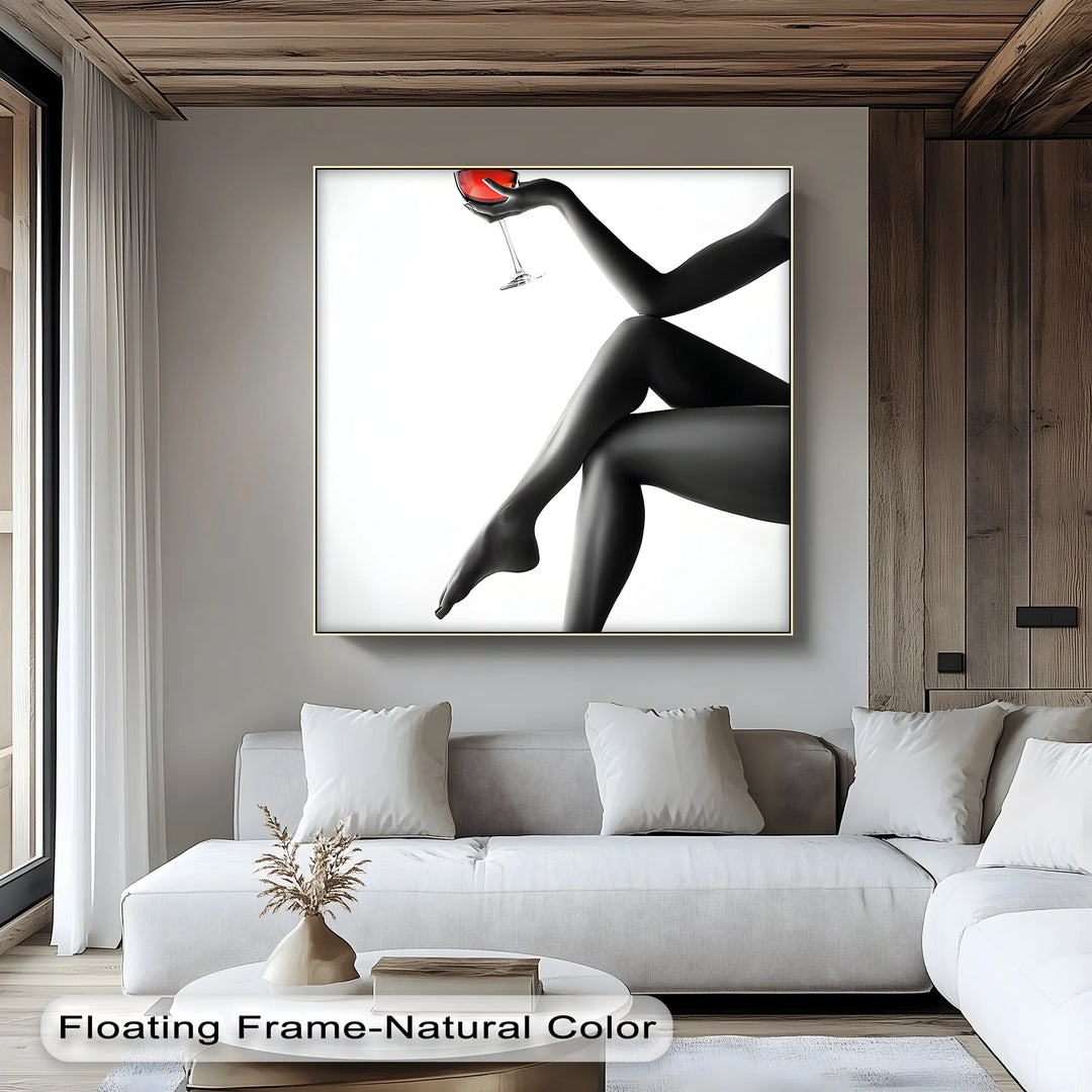 Red Elegance – Feminine Form with Wine Glass Canvas Print - MyPhotoStation