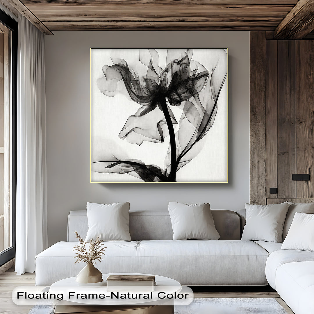 Winterliche Ruhe – Japanische Frau im blauen Kimono, Leinwanddruck | Gerahmtes Kunstwerk