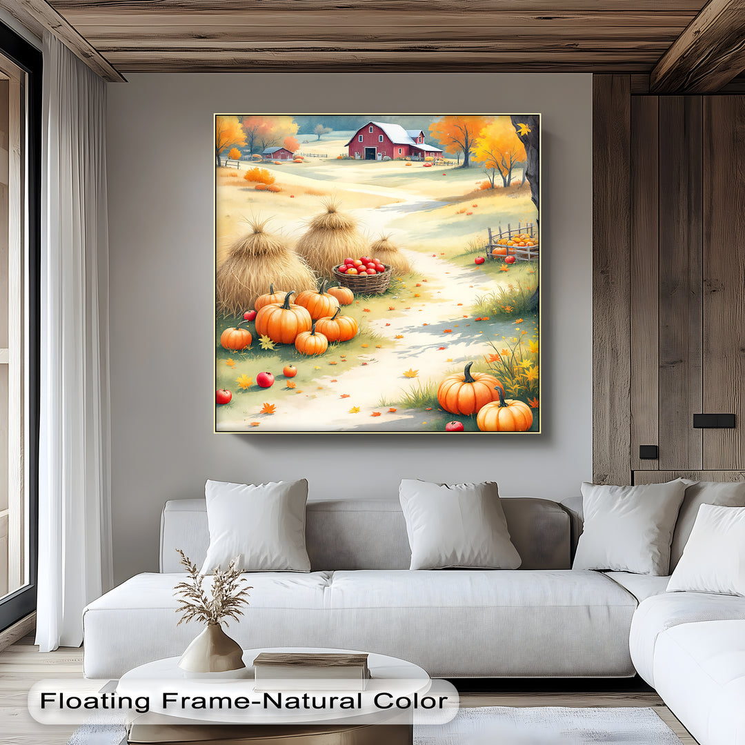 Harvest Barn – Autumn Farmhouse Pumpkin Canvas Wall Art | Canvas Artwork
