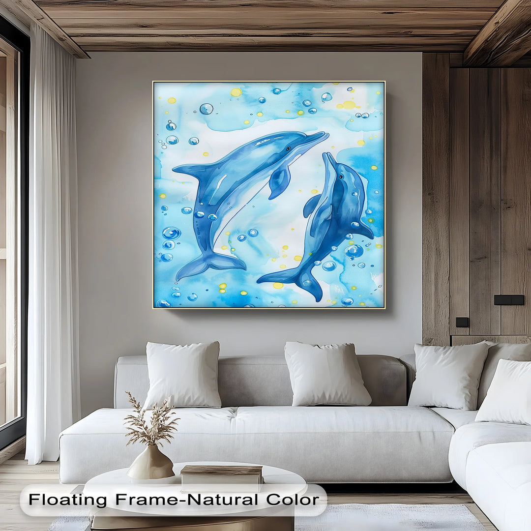 Joyful Dolphins in Bubbly Waters – Blue Ocean Canvas Prints - MyPhotoStation