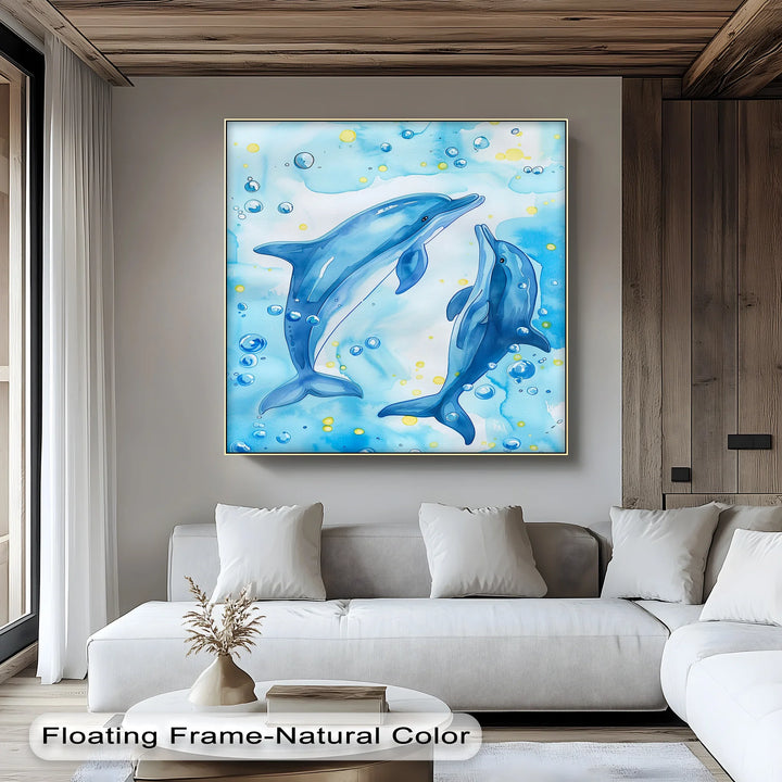 Joyful Dolphins in Bubbly Waters – Blue Ocean Canvas Prints - MyPhotoStation