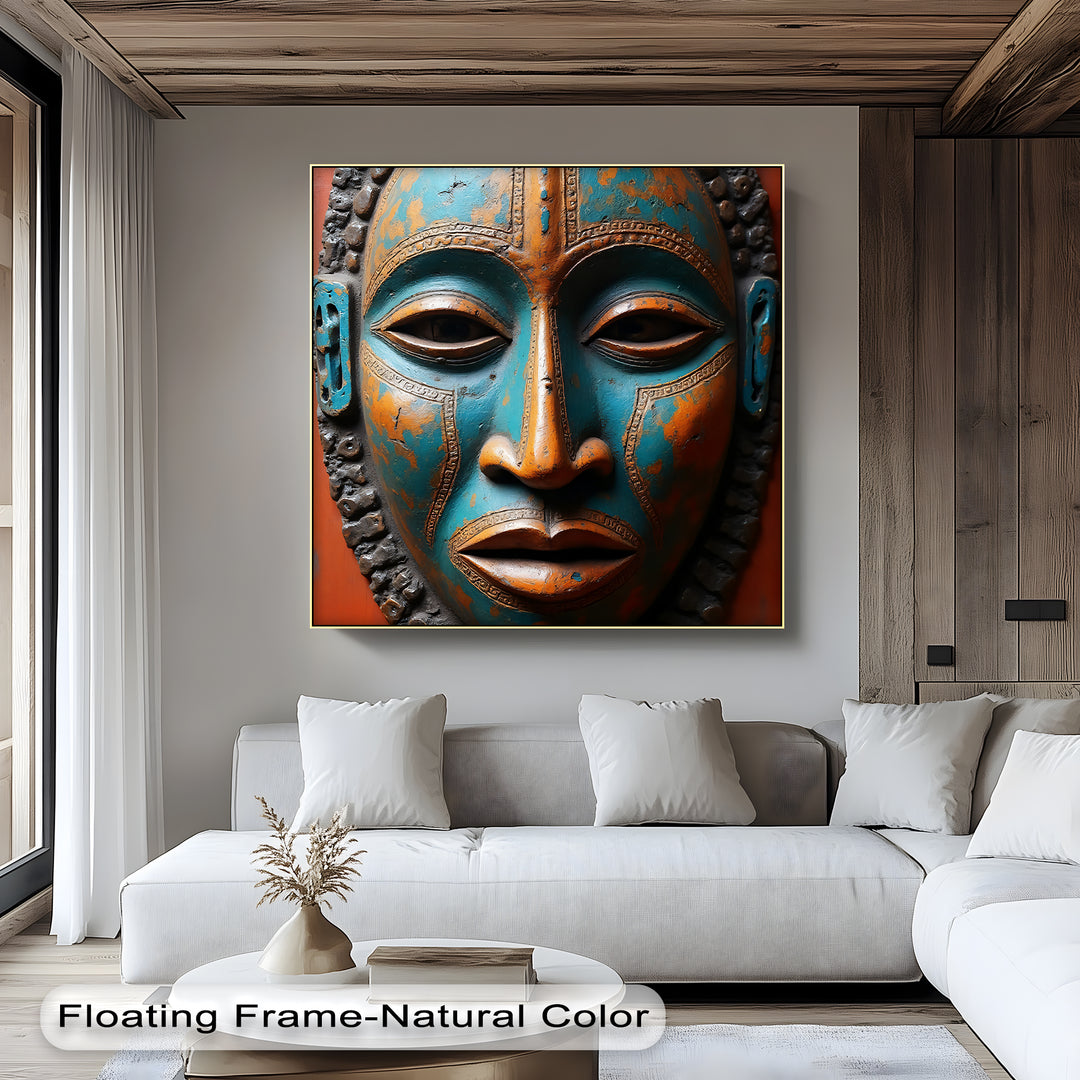 Tribal Guardian – African Mask Canvas Wall Art | Large Framed Wall Art