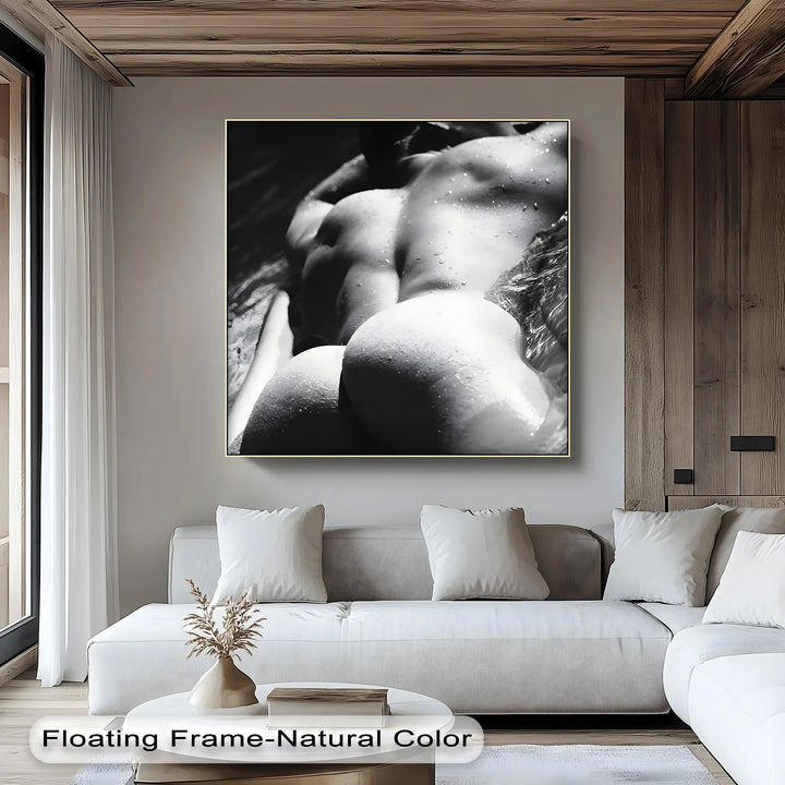 Aqua Poise – Male Form in Monochrome Motion Nude Canvas Print - MyPhotoStation